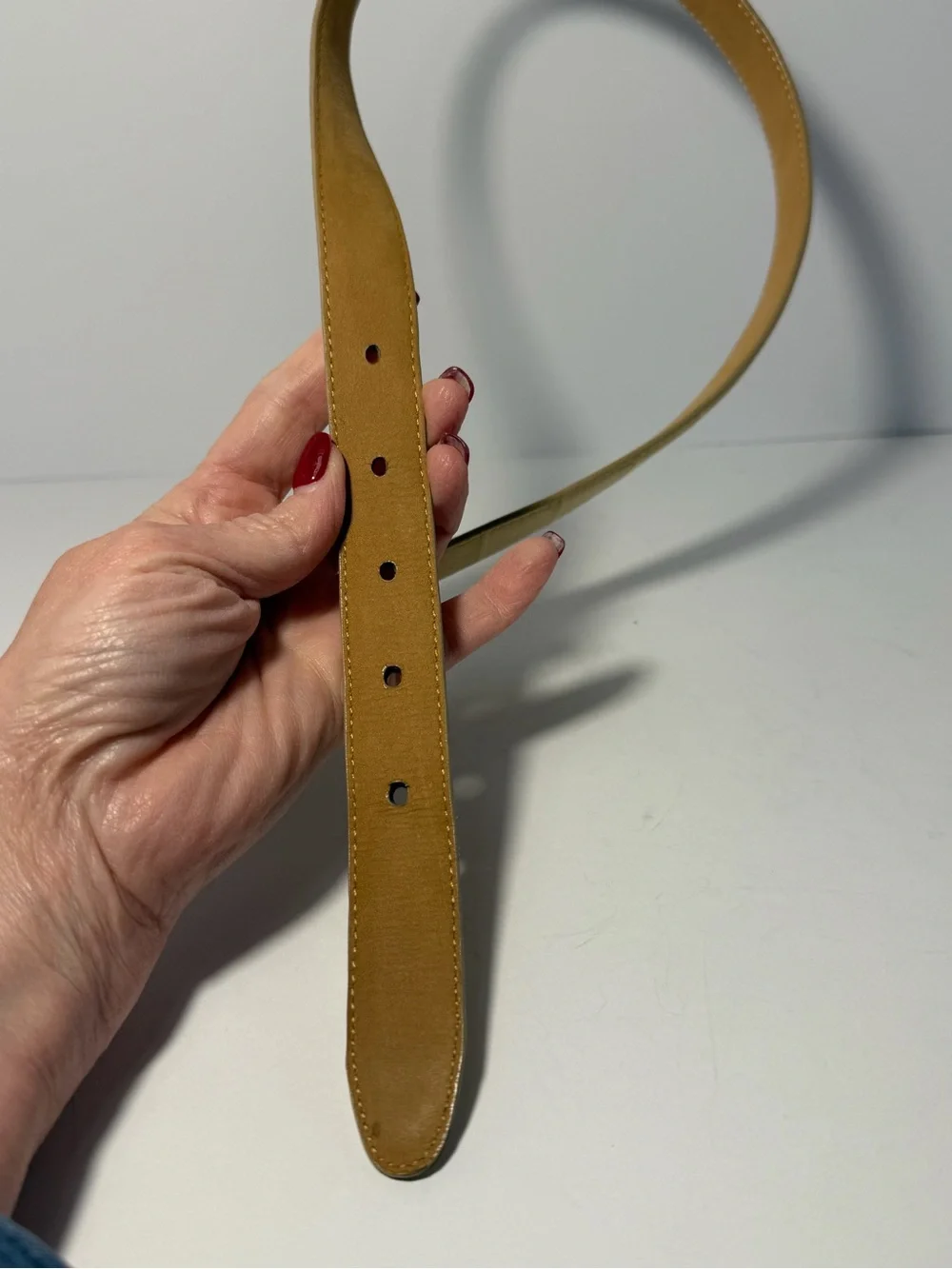 Brighton Vintage Cream Croc Embossed Western Leather Belt S / 28
